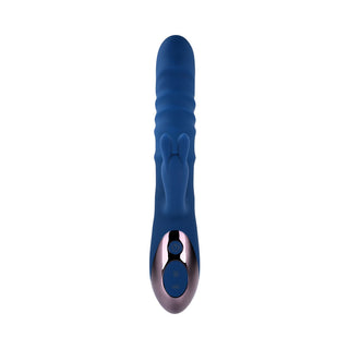 Evolved The Ringer Rechargeable Thrusting Silicone Rabbit Vibrator Blue - Horny Stoner