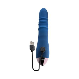 Evolved The Ringer Rechargeable Thrusting Silicone Rabbit Vibrator Blue - Horny Stoner