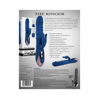 Evolved The Ringer Rechargeable Thrusting Silicone Rabbit Vibrator Blue - Horny Stoner