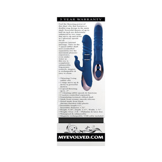 Evolved The Ringer Rechargeable Thrusting Silicone Rabbit Vibrator Blue - Horny Stoner
