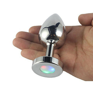 Ple'sur 3-Setting LED Light-Up Metal Anal Plug Small - Horny Stoner