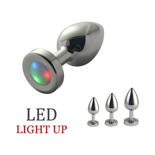 Ple'sur 3-Setting LED Light-Up Metal Anal Plug Small - Horny Stoner