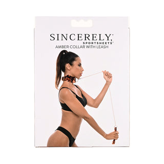 Sincerely, Sportsheets Amber Adjustable Collar with Leash Tortoiseshell - Horny Stoner