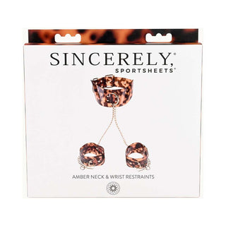 Sincerely, Sportsheets Amber Adjustable Neck & Wrist Restraints Tortoiseshell - Horny Stoner