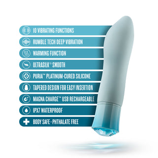 Blush Oh My Gem Ardor Rechargeable Warming Silicone Tapered Vibrator Aquamarine - Horny Stoner