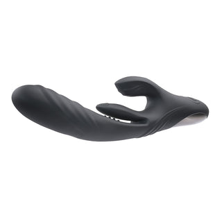 Playboy Rapid Rabbit Rechargeable Silicone Dual Stimulation Vibrator Black - Horny Stoner