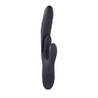 Playboy Rapid Rabbit Rechargeable Silicone Dual Stimulation Vibrator Black - Horny Stoner