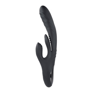Playboy Rapid Rabbit Rechargeable Silicone Dual Stimulation Vibrator Black - Horny Stoner