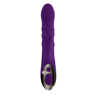 Playboy Hop To It Rechargeable Thrusting Silicone Dual Stimulation Vibrator Acai - Horny Stoner