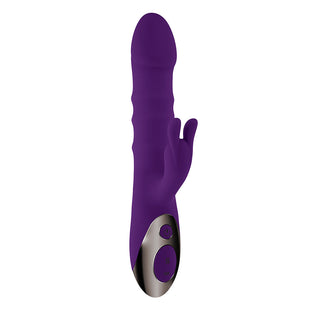 Playboy Hop To It Rechargeable Thrusting Silicone Dual Stimulation Vibrator Acai - Horny Stoner