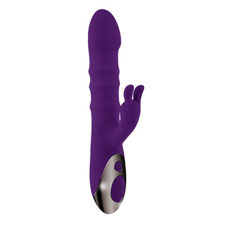 Playboy Hop To It Rechargeable Thrusting Silicone Dual Stimulation Vibrator Acai - Horny Stoner