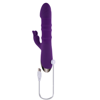 Playboy Hop To It Rechargeable Thrusting Silicone Dual Stimulation Vibrator Acai - Horny Stoner