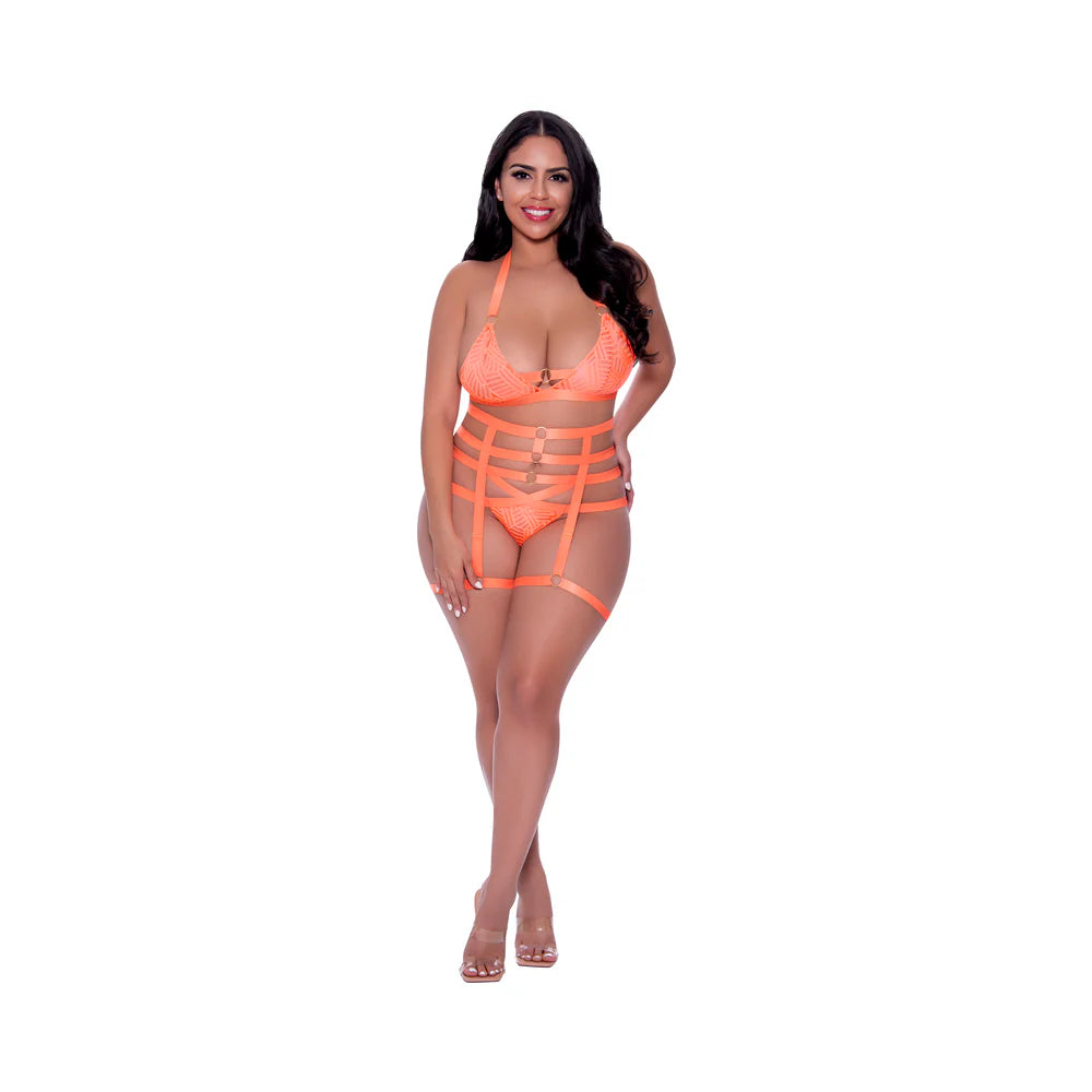 Magic Silk Rude Awakening Bralette, Thigh High Garter & Cheeky Panty Set