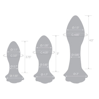 Glas Rosebud 3-Piece Glass Anal Plug Set - Horny Stoner