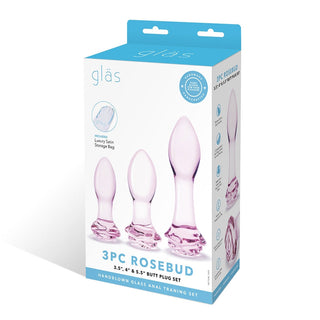 Glas Rosebud 3-Piece Glass Anal Plug Set - Horny Stoner