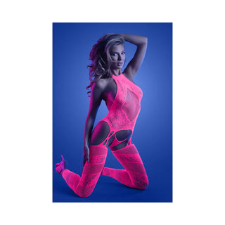 Fantasy Lingerie Glow Captivating High Neck Halter Bodystocking & G-String Set - Horny Stoner