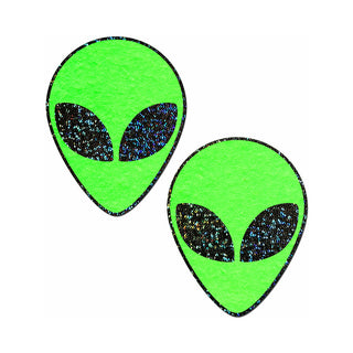 Pastease Glow-in-the-Dark Glitter Alien Pasties Green