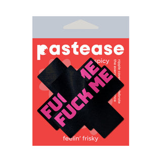 Pastease Fuck Me Crosses Pasties Black/Pink - Horny Stoner