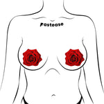 Pastease Glitter Blooming Rose Pasties Red - Horny Stoner