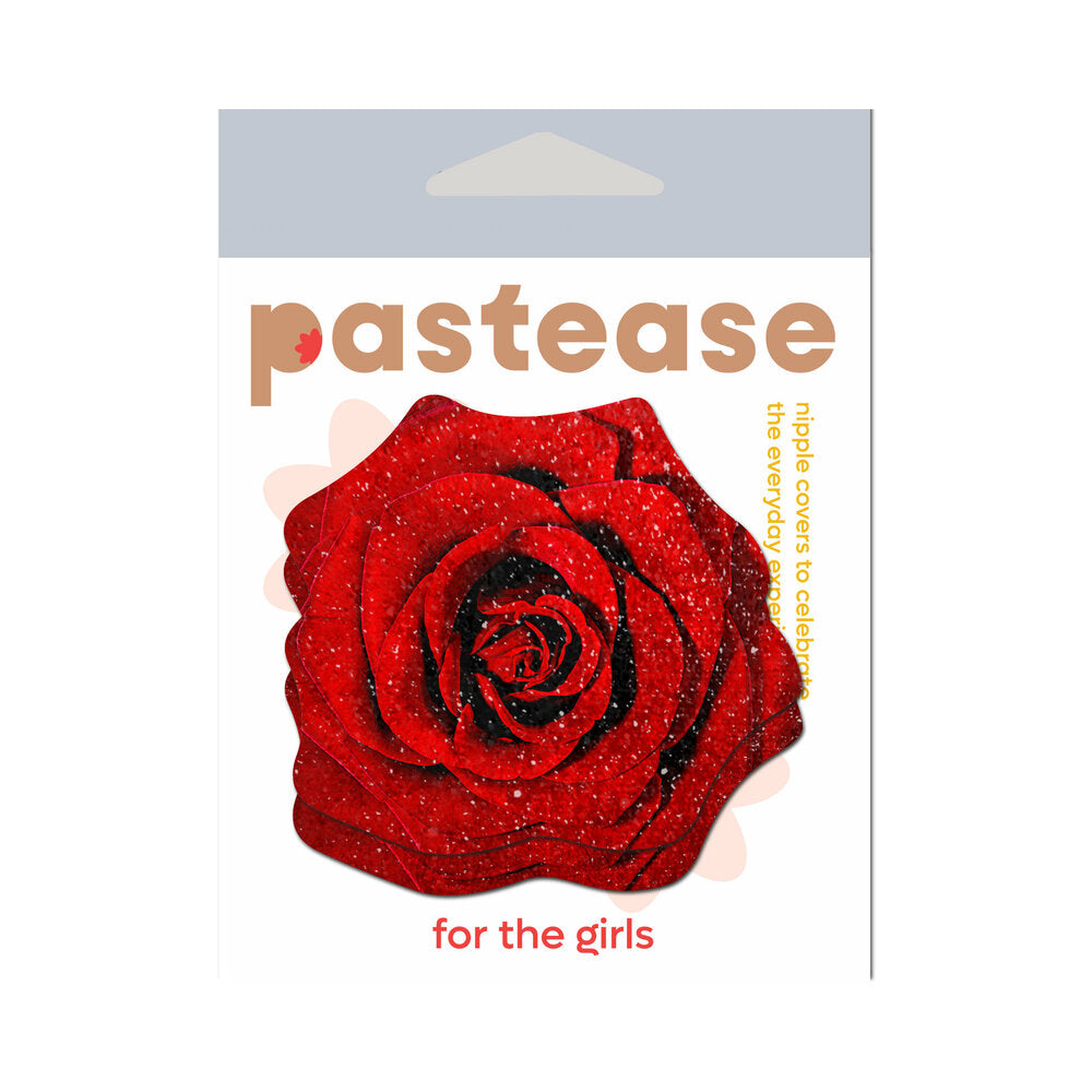 Pastease Glitter Blooming Rose Pasties Red - Horny Stoner