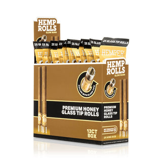 Pre-Rolled 2PK King Size Glass Tipped Hemp Rolls | 12ct Display