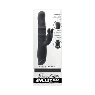 Evolved Ringmaster Rechargeable Dual Stim Vibe Silicone Black - Horny Stoner