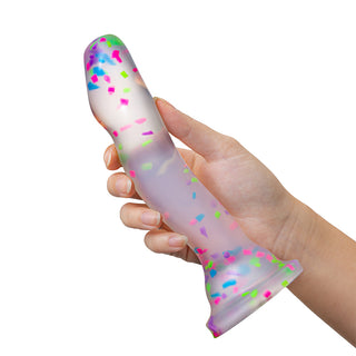 Neo Elite Hanky Panky 7.5 in. Glow-in-the-Dark Silicone Confetti Dildo - Horny Stoner