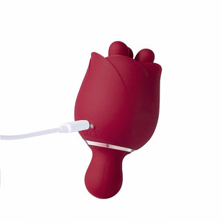 Honey Play Box Rosewyn Rotating Rose Vibrator and Pinpoint Stimulator Red - Horny Stoner