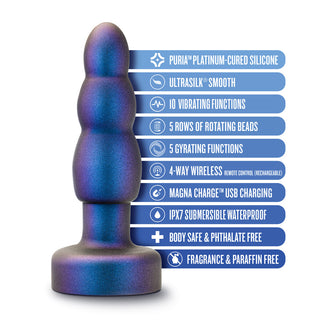 Anal Adventures Matrix Kinetik Plug with Remote Space Age Blue - Horny Stoner