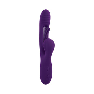Playboy The Thrill Rechargeable Silicone Dual Stim Vibrator with Flapper Acai - Horny Stoner