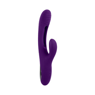 Playboy The Thrill Rechargeable Silicone Dual Stim Vibrator with Flapper Acai - Horny Stoner