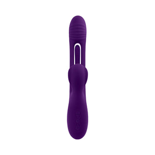 Playboy The Thrill Rechargeable Silicone Dual Stim Vibrator with Flapper Acai - Horny Stoner