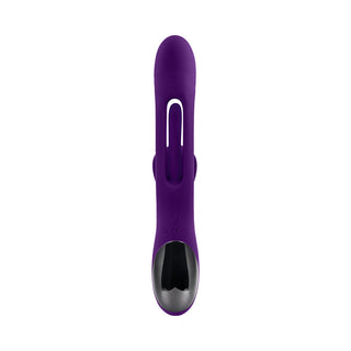 Playboy The Thrill Rechargeable Silicone Dual Stim Vibrator with Flapper Acai - Horny Stoner