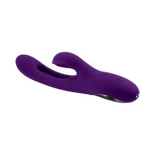 Playboy The Thrill Rechargeable Silicone Dual Stim Vibrator with Flapper Acai - Horny Stoner