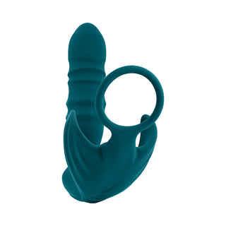 Playboy Bring It On Rechargeable Silicone Thrusting Anal Plug with Vibrating Ball Cradle Deep Teal - Horny Stoner