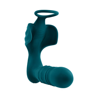 Playboy Bring It On Rechargeable Silicone Thrusting Anal Plug with Vibrating Ball Cradle Deep Teal - Horny Stoner