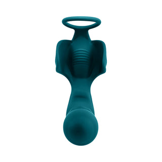 Playboy Bring It On Rechargeable Silicone Thrusting Anal Plug with Vibrating Ball Cradle Deep Teal - Horny Stoner