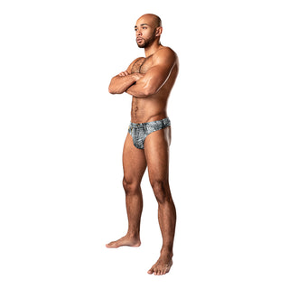 Male Power Dirty Denim Thong Denim Print - Horny Stoner