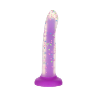 Addiction Rave 8 in. Bendable Glow-in-the-Dark Silicone Dildo Purple Confetti - Horny Stoner