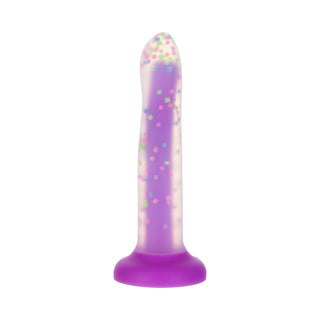 Addiction Rave 8 in. Bendable Glow-in-the-Dark Silicone Dildo Purple Confetti - Horny Stoner