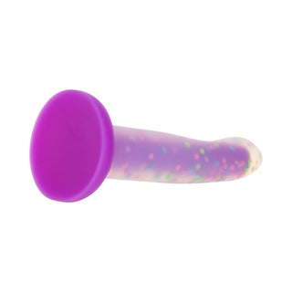 Addiction Rave 8 in. Bendable Glow-in-the-Dark Silicone Dildo Purple Confetti - Horny Stoner