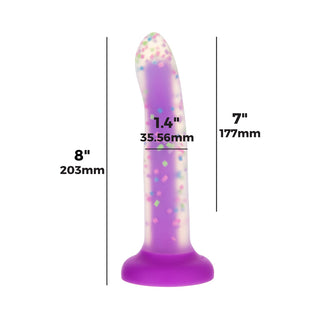 Addiction Rave 8 in. Bendable Glow-in-the-Dark Silicone Dildo Purple Confetti - Horny Stoner