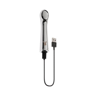 Playboy Swoon Rechargeable Vibrator Aluminum Platinum - Horny Stoner