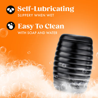 Rize Grasp Self-Lubricating Stroker Black - Horny Stoner