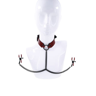 Sportsheets Saffron Collar with Nipple Clamps - Horny Stoner