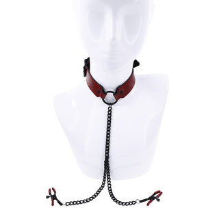 Sportsheets Saffron Collar with Nipple Clamps - Horny Stoner