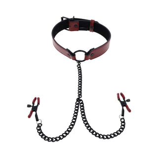 Sportsheets Saffron Collar with Nipple Clamps - Horny Stoner