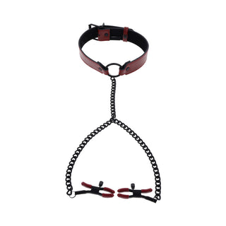 Sportsheets Saffron Collar with Nipple Clamps - Horny Stoner
