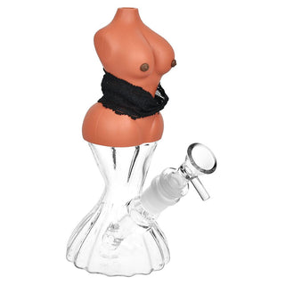 Buxom Body w/ Removable Bra Glass & Silicone Water Pipe - 8" / 14mm F / Colors Vary - Horny Stoner