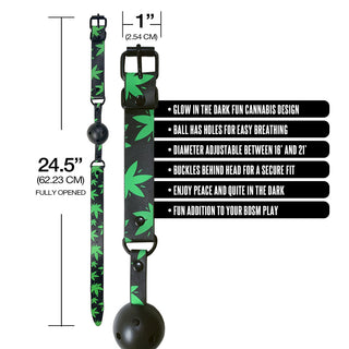 Stoner Vibes Chronic Collection Glow in the Dark Breathable Ball Gag - Horny Stoner